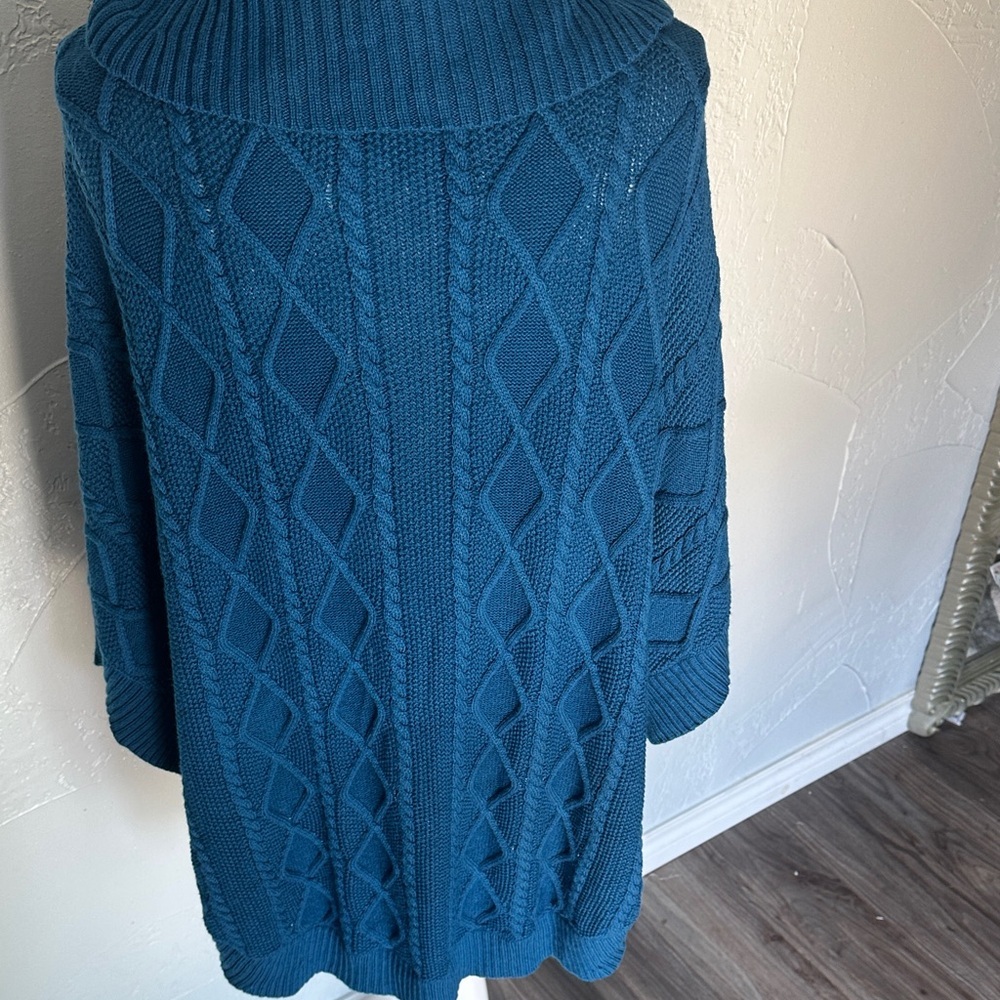 Talbots Deep Blue Knit Poncho - Picture 7 of 10